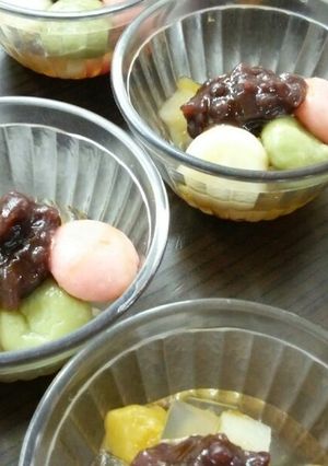 春を感じる❤三色の白玉あんみつ-レシピのメイン写真