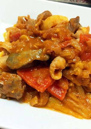 レバーとモツのトマト煮-レシピのメイン写真