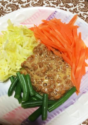 温野菜の納豆混ぜ混ぜ-レシピのメイン写真