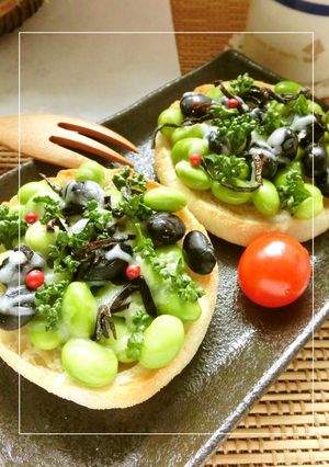 枝豆×黒豆の塩昆布チーズトースト-レシピのメイン写真