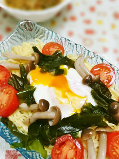 ポーチドエッグとトマトの冷し中華-レシピのメイン写真