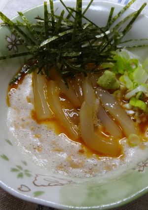 黄身だれで濃厚に！ふわふわイカ納豆-レシピのメイン写真