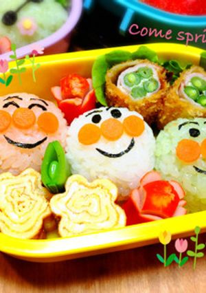 簡単♡春待ちキャラ弁 三色アンパンマン-レシピのメイン写真