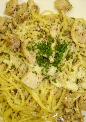 あぶらえ（エゴマ）と鶏肉のスパゲッティ-レシピのメイン写真