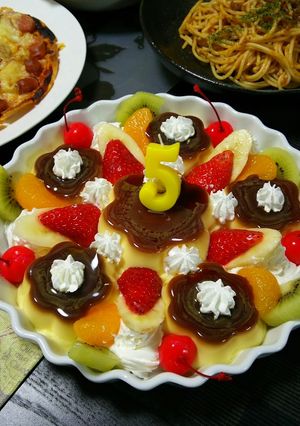 ♪誕生日にプリンアラモード♪-レシピのメイン写真