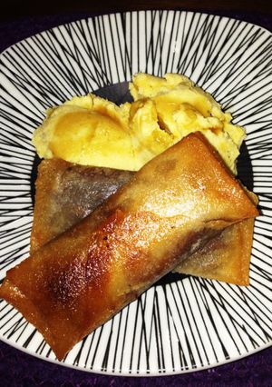 和風 あんこ餅春巻きと安納芋アイス添え-レシピのメイン写真