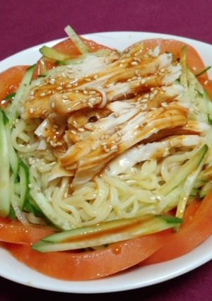 蒸し鶏の怪味ソースがけ冷やし中華-レシピのメイン写真