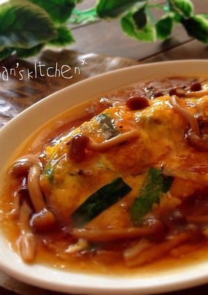 ✿豆腐のニラ玉オムレツ♡キノコあんかけ✿-レシピのメイン写真