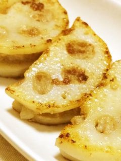 ☆れんこんのはさみ焼き☆醤油で召し上がれ-レシピのメイン写真