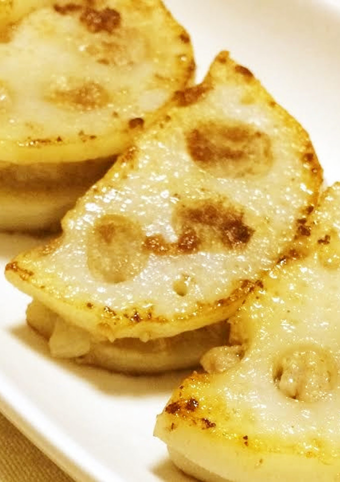 ☆れんこんのはさみ焼き☆醤油で召し上がれ-レシピのメイン写真
