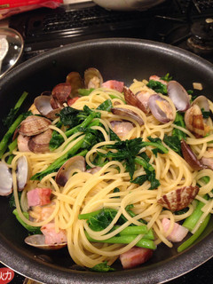 菜の花とあさりとベーコンのパスタ-レシピのメイン写真