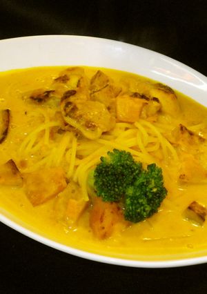 栗かぼちゃタップリのクリームスープパスタ-レシピのメイン写真