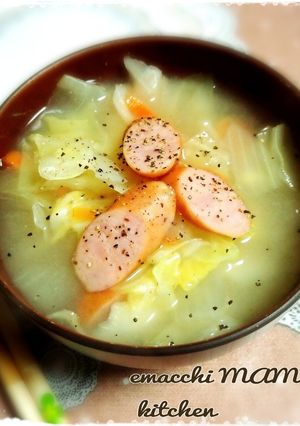 ウインナーto野菜たっぷりnoお味噌汁♪-レシピのメイン写真