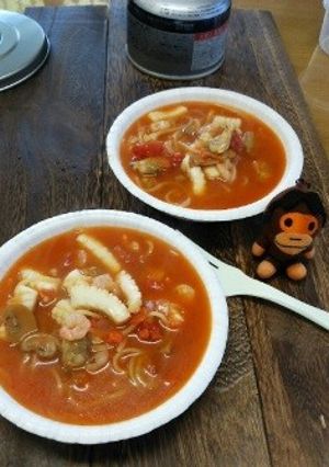 お山でスープスパ-レシピのメイン写真