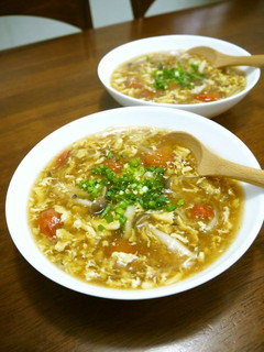 溶き卵の茗荷とミニトマトの中華スープ♪-レシピのメイン写真