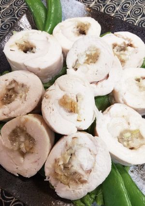レンジで鶏胸肉のもろみ味噌ロール♬-レシピのメイン写真