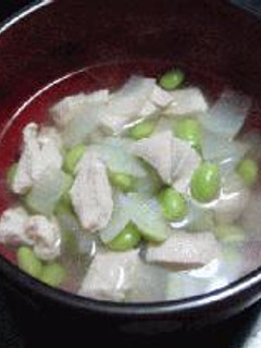 枝豆と鶏肉のスープ-レシピのメイン写真