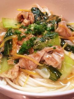 ちんげん菜と豚肉♪あんかけうどん(乾麺)-レシピのメイン写真