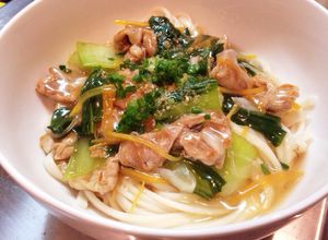 ちんげん菜と豚肉♪あんかけうどん(乾麺)-レシピのメイン写真