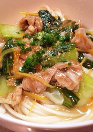 ちんげん菜と豚肉♪あんかけうどん(乾麺)-レシピのメイン写真