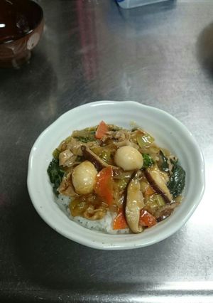 チンゲン菜と豚肉のあんかけ丼-レシピのメイン写真