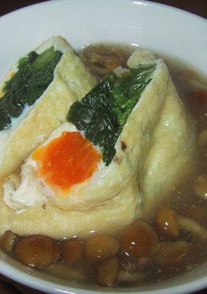 ほうれん草の巾着なめこあんかけ-レシピのメイン写真
