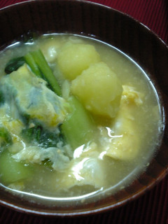青梗菜とじゃが団子のとろ~りかき玉味噌汁-レシピのメイン写真