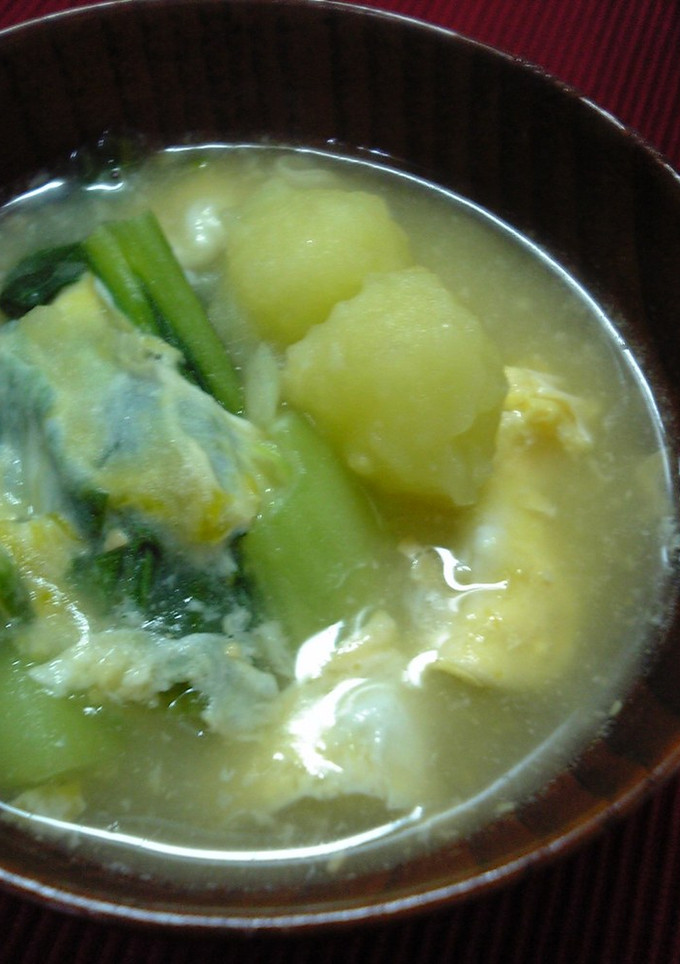 青梗菜とじゃが団子のとろ～りかき玉味噌汁-レシピのメイン写真
