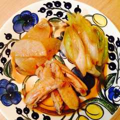 鶏手羽中と大根と長ネギのトロ照煮-レシピのメイン写真