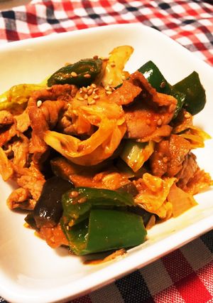 残り物野菜と豚肉のコチュジャン炒め-レシピのメイン写真