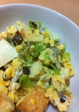 白だしで☆厚揚げとキノコのたまご炒め-レシピのメイン写真