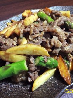 味付不要プルコギビーフ♡アスパラポテト炒-レシピのメイン写真