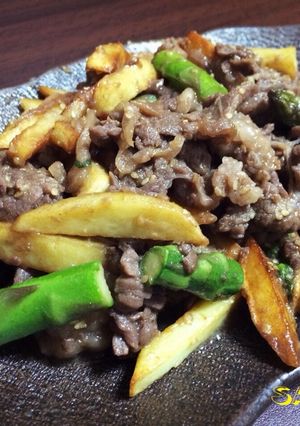 味付不要プルコギビーフ♡アスパラポテト炒-レシピのメイン写真