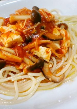 きのこと豆腐のトマトパスタ-レシピのメイン写真