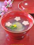 はまぐりと花麩のお吸い物❀昆布出汁で