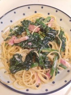 簡単ほうれん草とベーコンのクリームパスタ-レシピのメイン写真