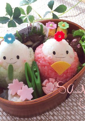 しずく型おにぎりでお雛様弁♪-レシピのメイン写真