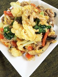 秘密の!豚肉とカリフラワーの卵中華炒め-レシピのメイン写真