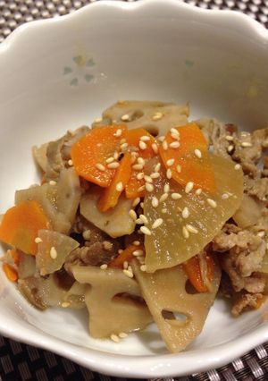 簡単！根菜と豚コマ肉の炒め煮-レシピのメイン写真