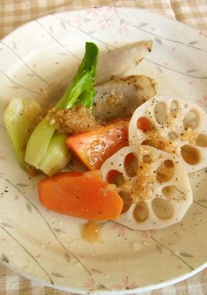 温野菜の生姜ドレッシングがけ-レシピのメイン写真