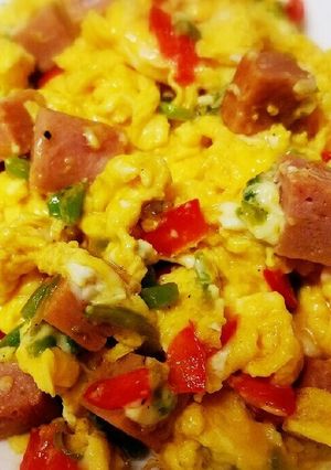 簡単!スパムと野菜の卵とじ チーズ入り♪-レシピのメイン写真