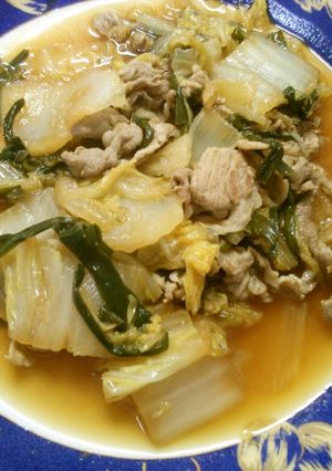 簡単！　ニラ　白菜　豚バラの　炒め煮♪　-レシピのメイン写真