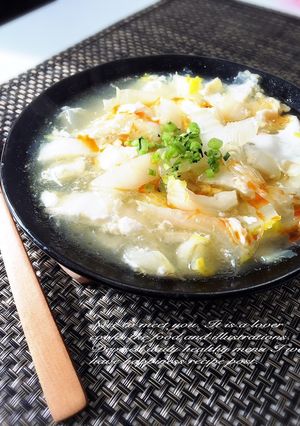 白菜と春雨の酸味スープ♡ラー油かけ-レシピのメイン写真