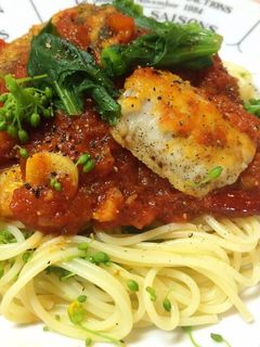 春風味!簡単☆鯵と菜の花のトマトパスタ-レシピのメイン写真