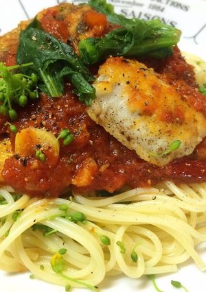 春風味！簡単☆鯵と菜の花のトマトパスタ-レシピのメイン写真