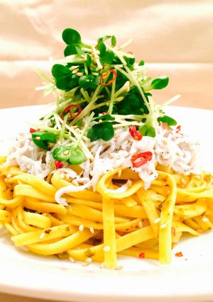 糖質制限パスタ！高菜としらすの和風パスタ-レシピのメイン写真