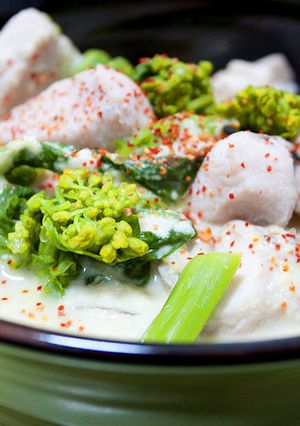 菜の花と鶏ムネ肉のふわとろ豆腐丼-レシピのメイン写真