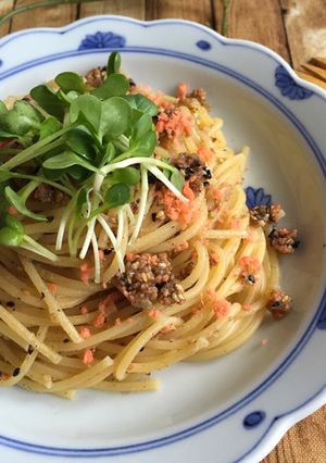 簡単！ごまと鮭フレークのコク旨パスタ＊-レシピのメイン写真