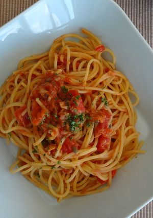 ツナとケイパーのトマトパスタ-レシピのメイン写真