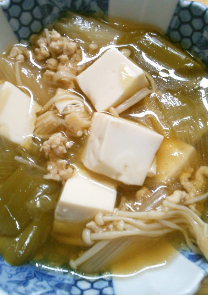 簡単！　豆腐　ネギ　鶏ひき肉の　和風煮♪-レシピのメイン写真
